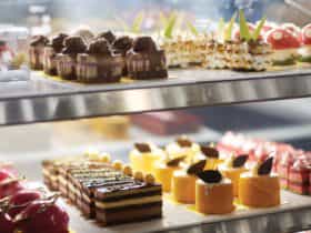 Display cabinet of elaborate sweet treats