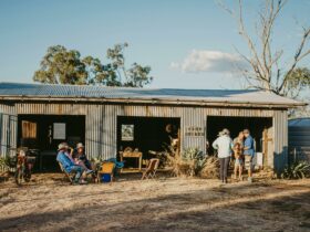 Camp kitchen at a country farm stay where people can gather and socialise in a rural setting