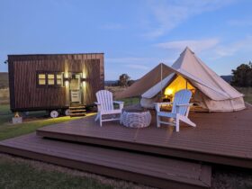 Glamping bell tent and pod at Broke Estate