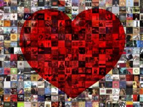 Heart Mosaic with record covers