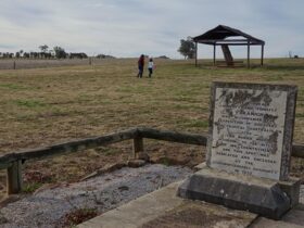 Photo of the headstone marking Yuranigh's grave at Yuranighs Aboriginal Grave Historic Site. Photo: