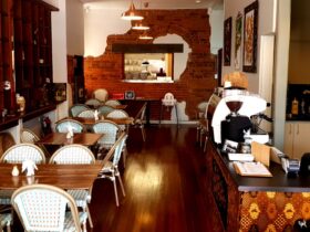 Our dining space has 30 seats, a lovely mixture of warm timber and Indonesian decorations
