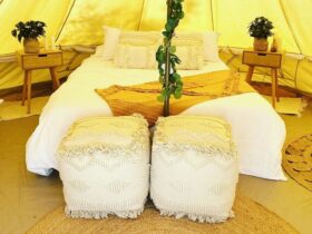 Zen and relaxing - the inside of one of our bell tents