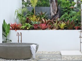 Soak in your private outdoor stone bath