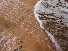 Ephemeral salt-printing performance in situ Cape Pallarenda on Wulgurukaba & Bindal Country