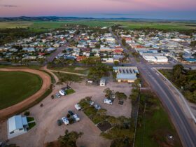 The Cleve Showgrounds RV Park at sunset