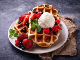 Belgium Style Waffles with Ice Cream & Fruits of the Forest