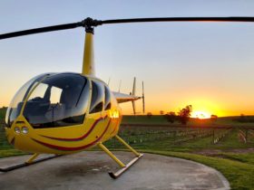 Barossa helicopters base sunset image