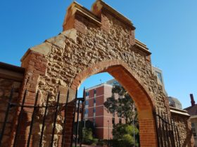 Arched gateway to former Mounted Police Barrack Buildings off North Terrace Adelaide