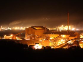 Whyalla Steelworks at night