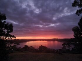 Sunset on Macquarie Harbours Mill Bay