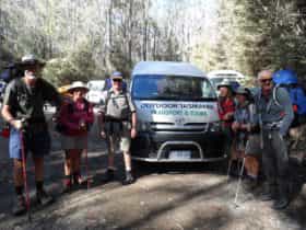 A group of keen bush walkers ready to undertake the Overland Track