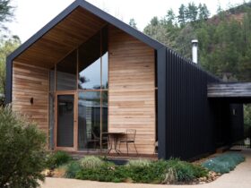 Scandinavian style Home, glass windows, angled roof