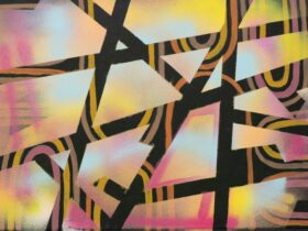 James MACSPORRAN 'Untitled' 2021 acrylic, spraypaint, 30 x 40.5 cm