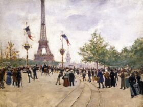 Jean Béraud, The Entrance to the 1889 Universal Exhibition (detail) 1889, oil on wood