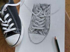sneaker sketch pencil by Mara Jordan