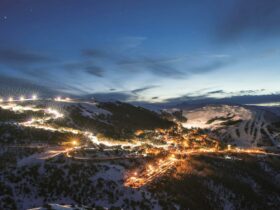 twilight ski mountain