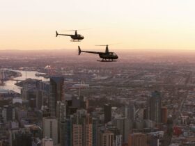 Melbourne Helicopters' Robinson 44 taking a cruise around Melbourne City and Port Philip Bay.