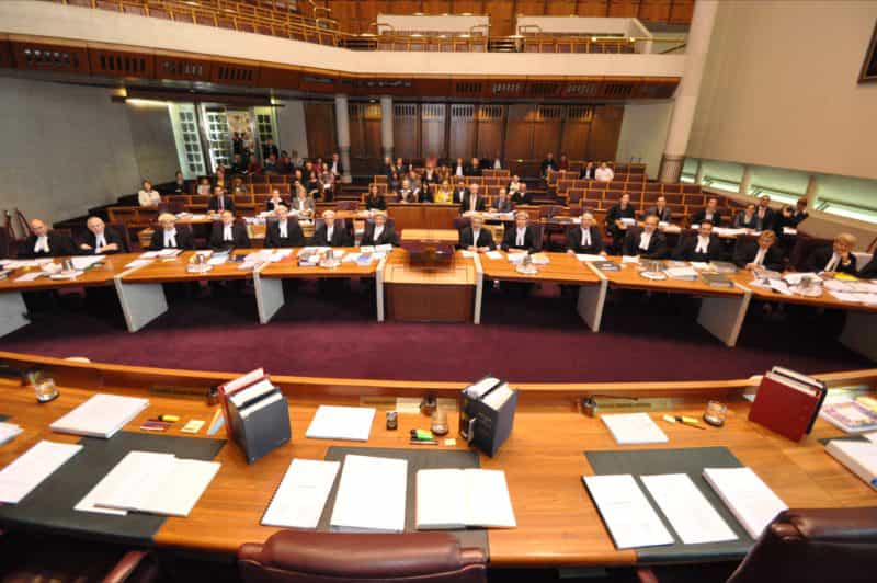 Interior of Courtroom 1 High Court of Australia in session