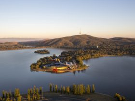 An aerial view of the National Museum of Australia, Canberra.