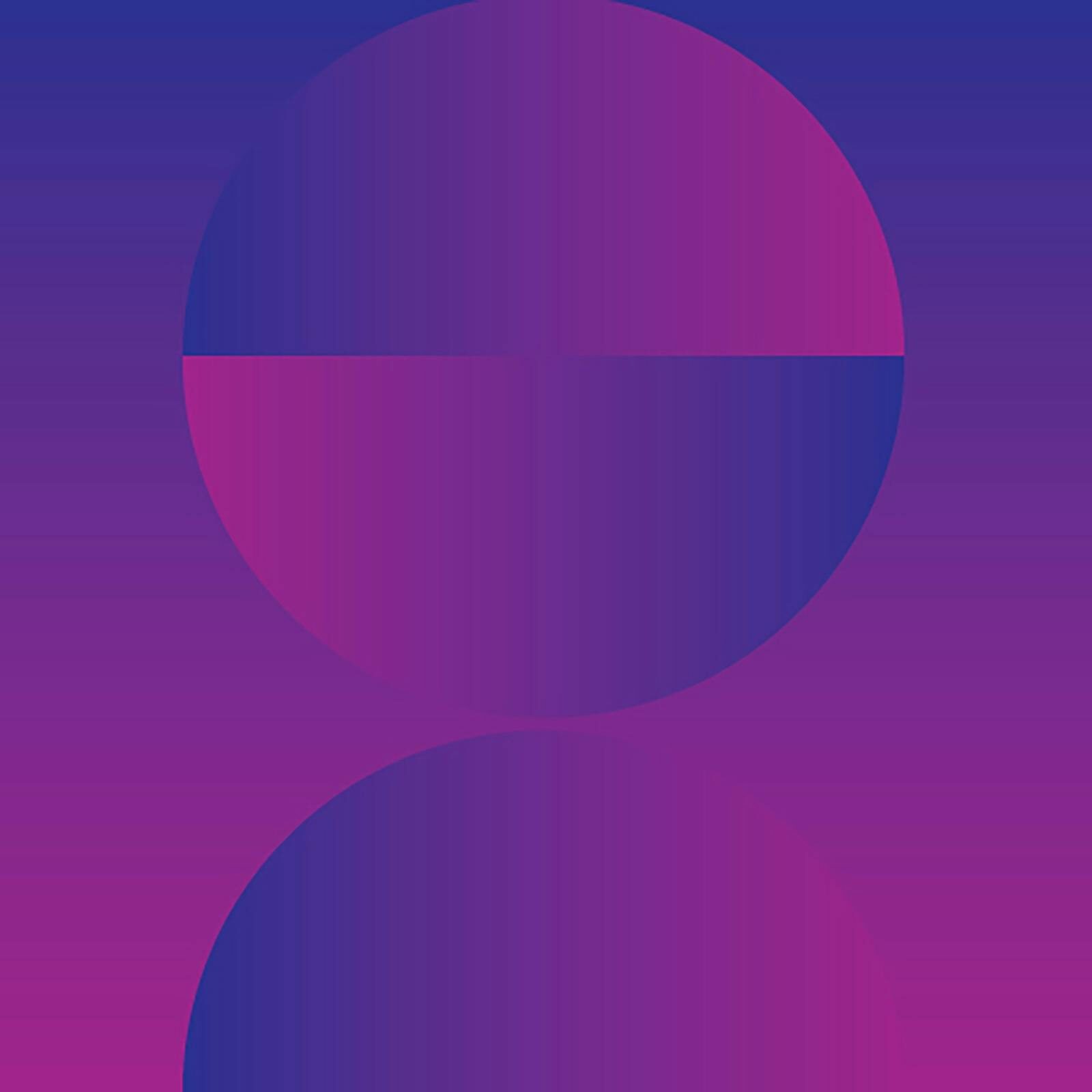 A dark purple and mauve coloured graphic made up of semi-circles which create spherical objects