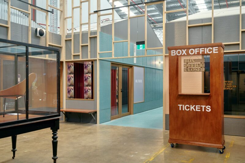 The foyer of the theatre with Box office and closed sign in place
