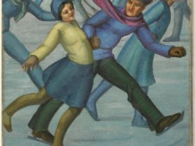 Painted image of ice skaters