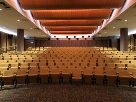 An empty theatre hall at the National Library of Australia
