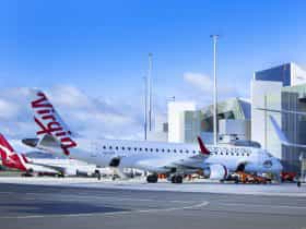 Qantas and Virgin planes on the tarmac