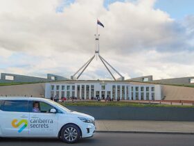 Canberra secrets vehicle in front of Parliament House