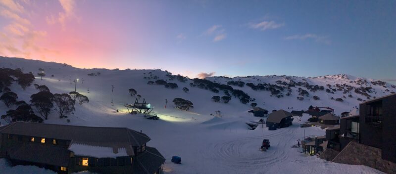 Winter sunset viewed from Arlberg Ski Lodge deck