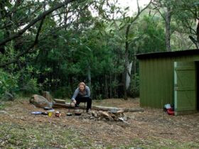A camper at Balor Hut campground in Warrumbungle National Park. Photo: OEH