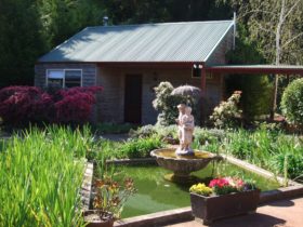 Pond garden and exterior of Cottage One