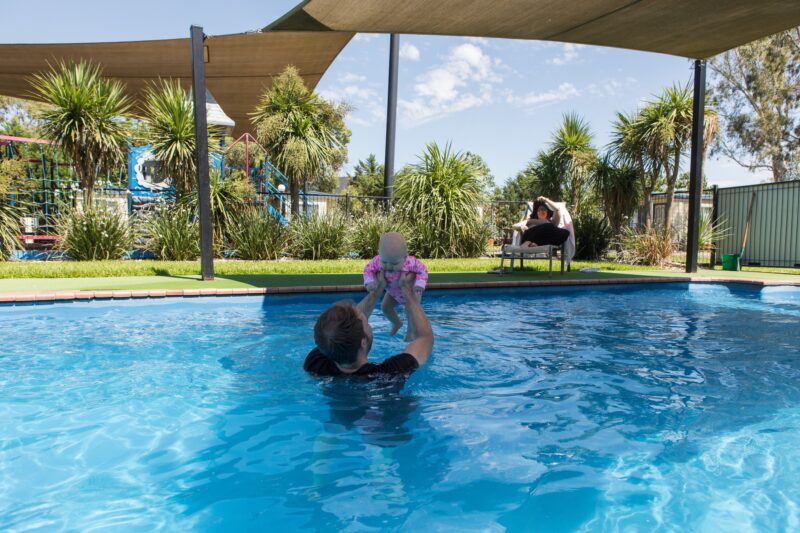 Family in the swimming pool at BIG4 Wagga Wagga Holiday Park in Wagga Wagga