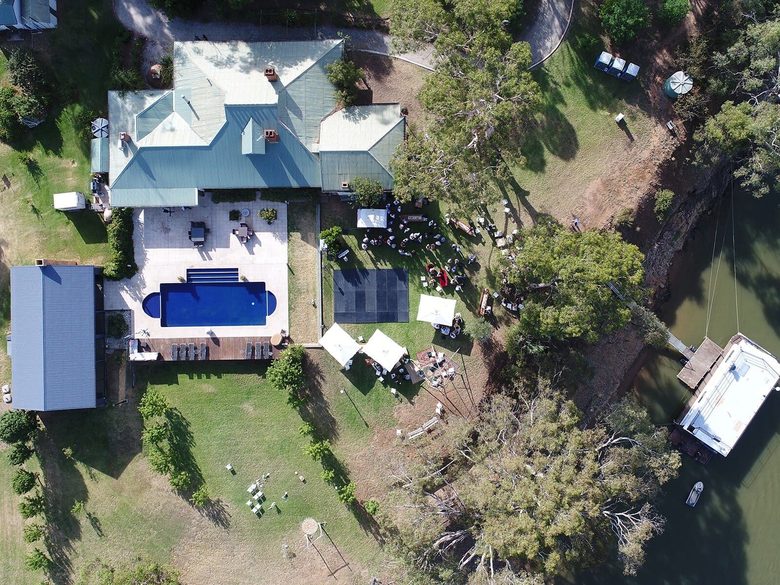 Aerial photo showing house & pool