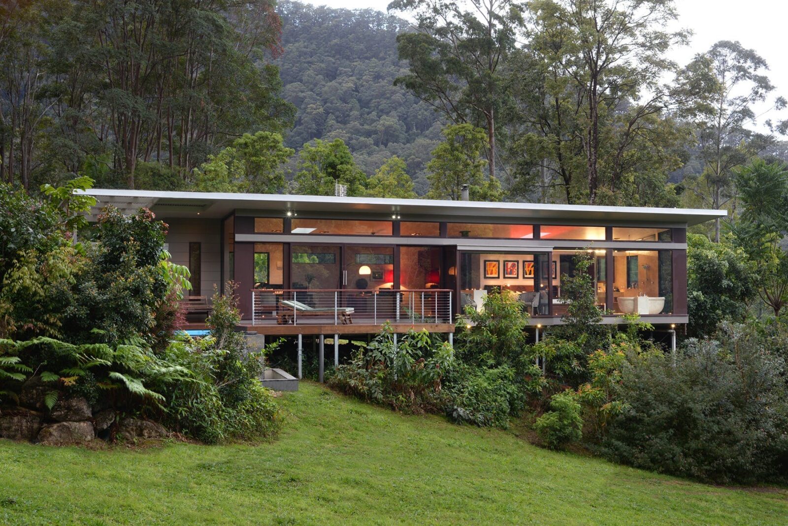 private rainforest retreat luxury holiday house with a spa bath and deck pool