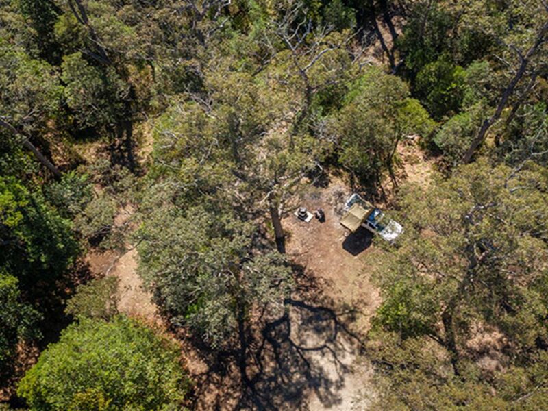 Aerial view of Devils Hole campground in Barrington Tops State Conservation Area. Photo: John