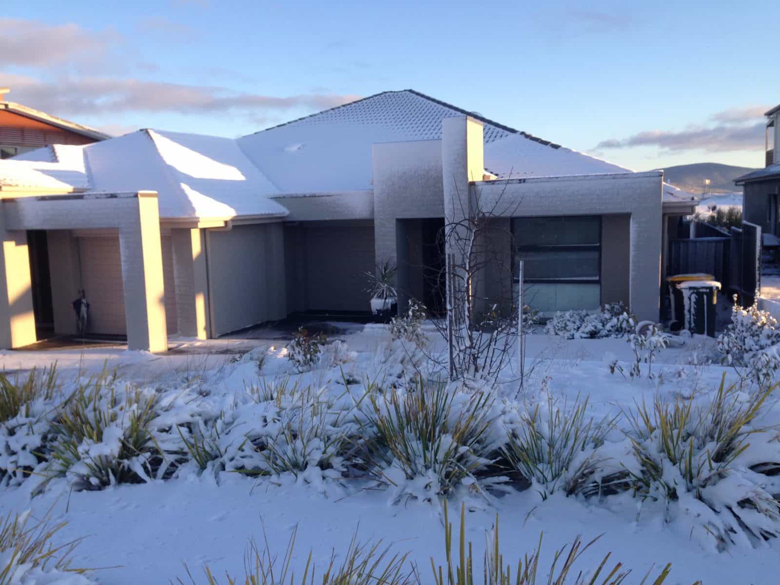 Front of house in snow