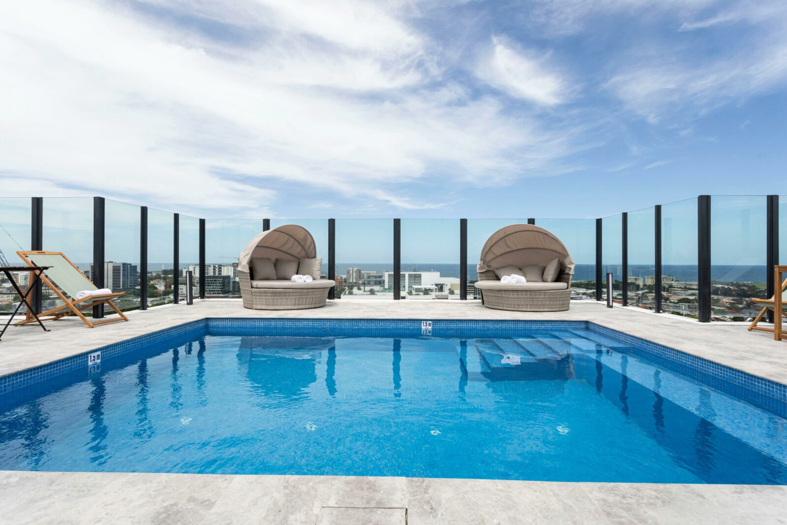 Views form the stunning rooftop pool