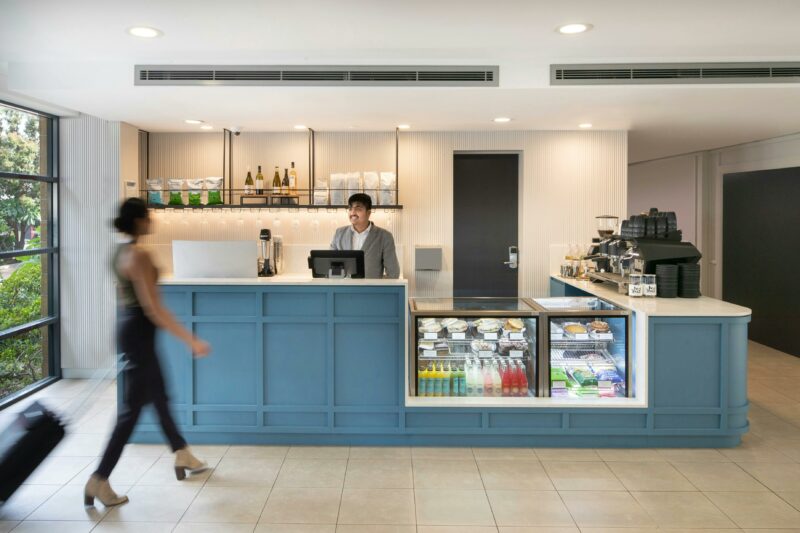 Picture of Reception Desk with Takeaway Food Items and Coffee Counter