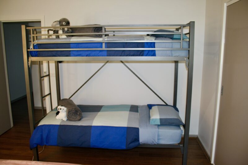 Bedroom 3 - Sleeps up to 4. 1 x Queen Bed & 1 x set of Hypersonic Bunk Beds