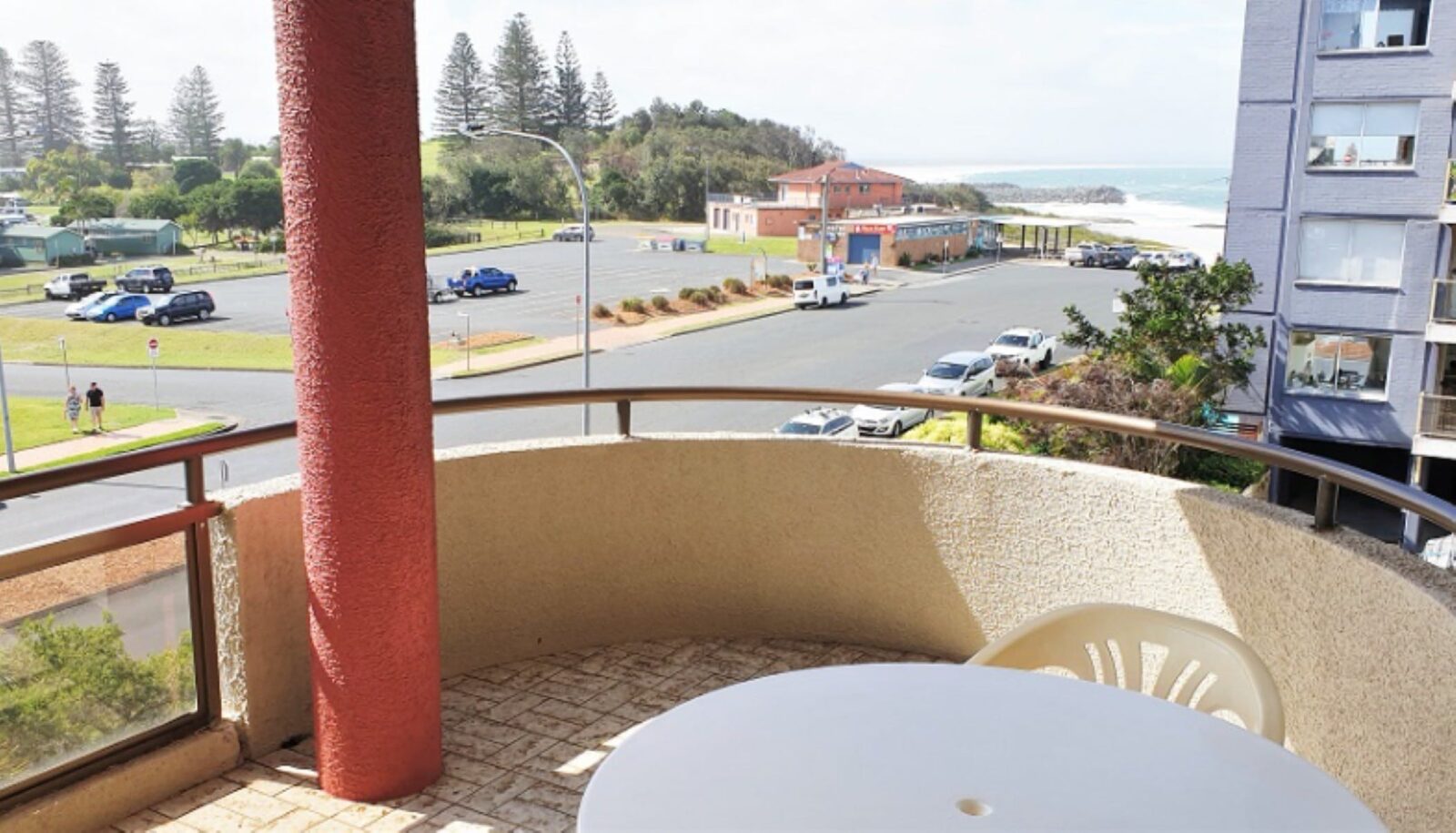 Balcony with distant beach views