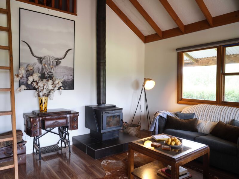 Shawwood Cottage Luxury Farm Stay Accommodation Fireplace and Living Room