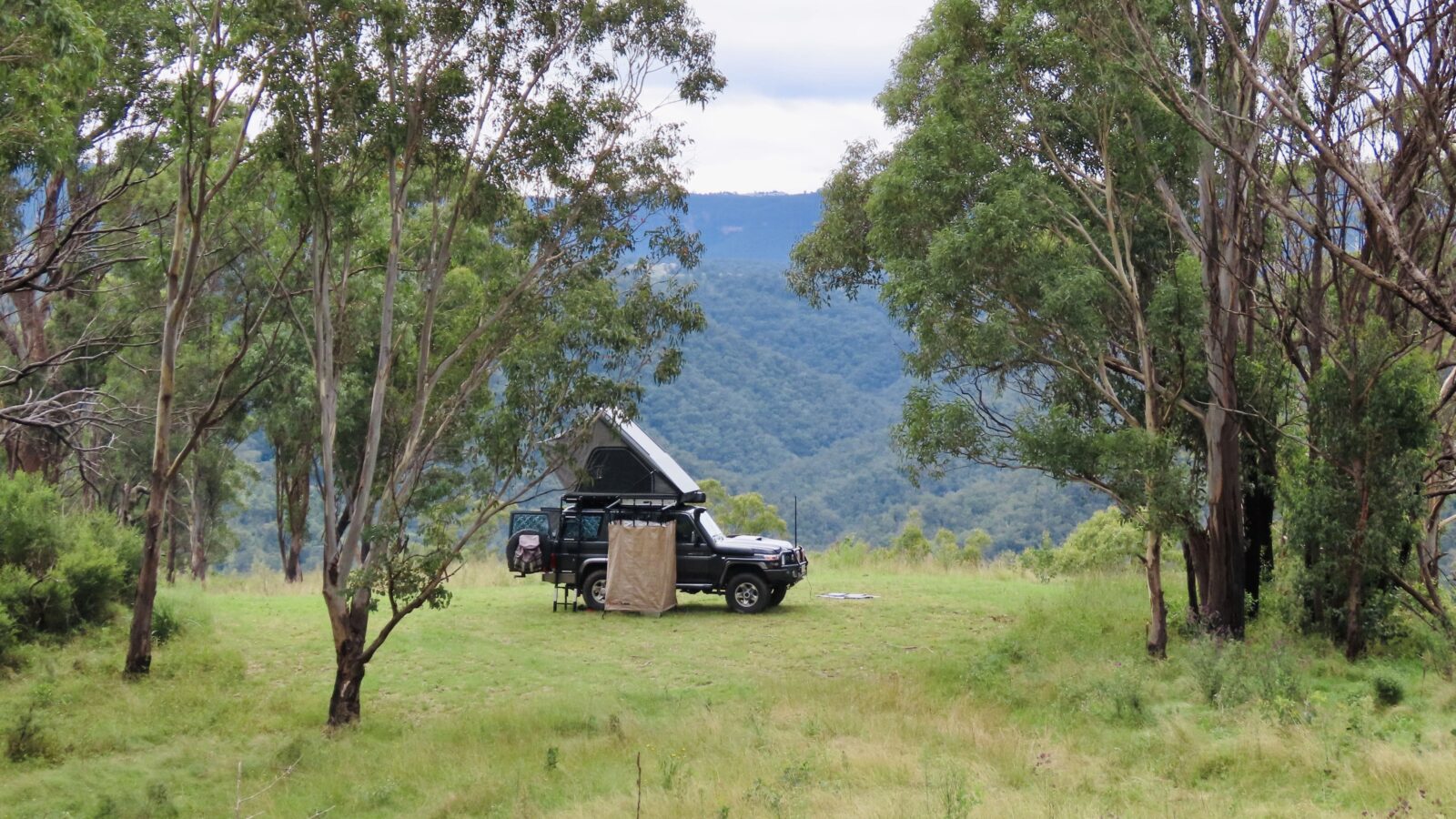 Flat mowed large campsite with stunning views of the Blue Mountains..