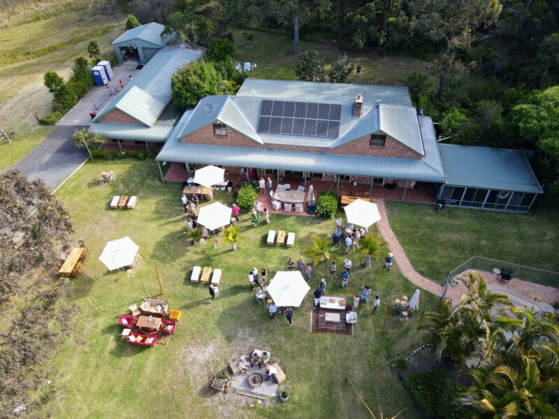 Drone shot of a function being held at Sutherland Downs.