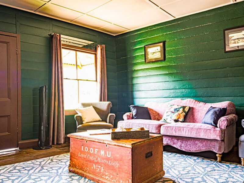 The lounge room at Sydney Hotel Cottage in Hill End Historic Site. Photo: Steve Garland © DPIE