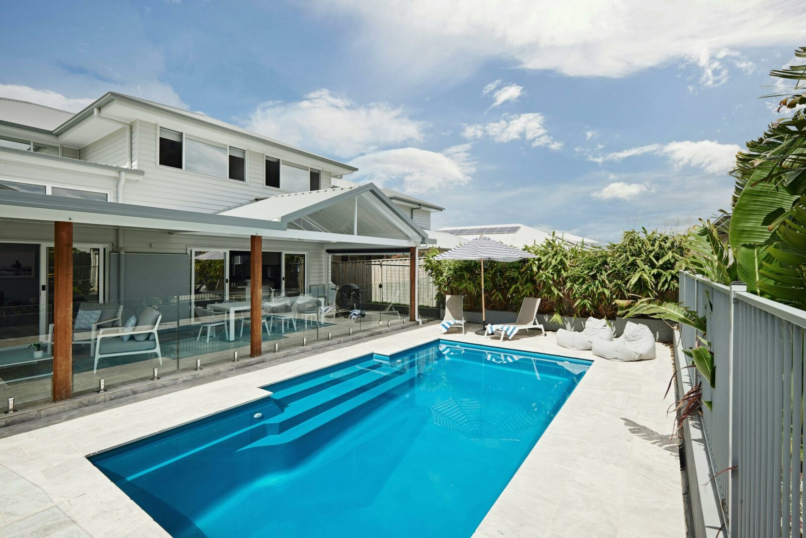 Front of the house with the swimming pool