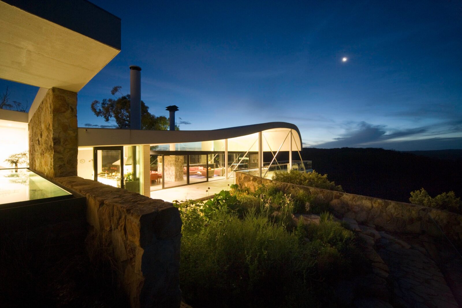 The Seidler House at night