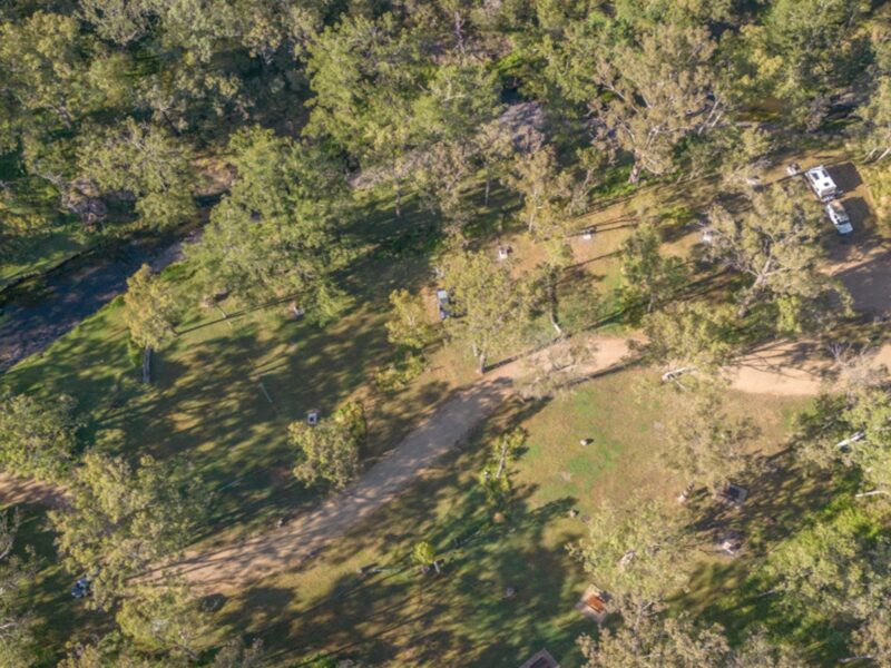 Aerial view of Washpools campground. Credit: John Spencer © DPE