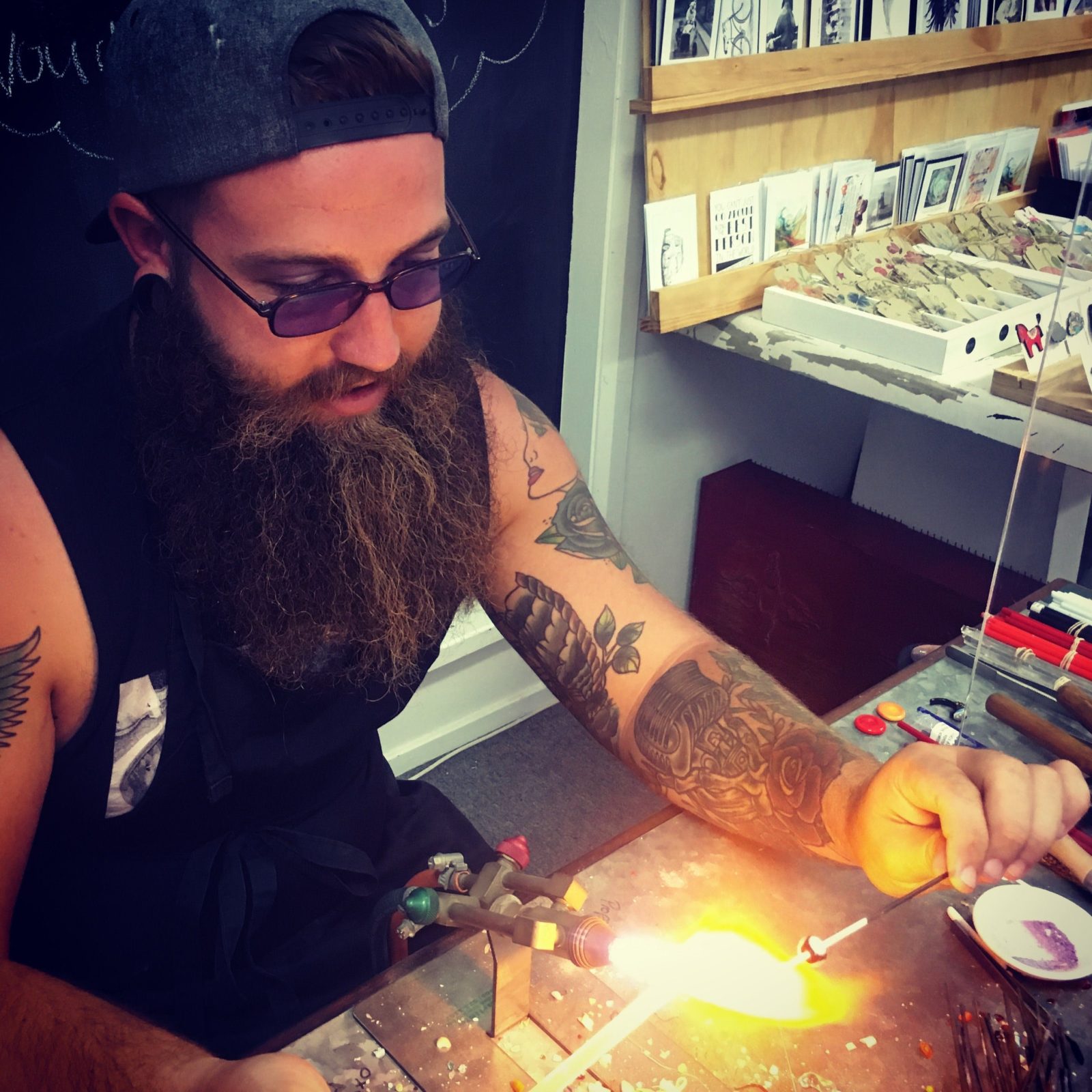 Student learning the Art of Lampworking